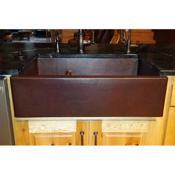 Premier Copper Products 33" Hammered Copper Apron Front 30/70 Double